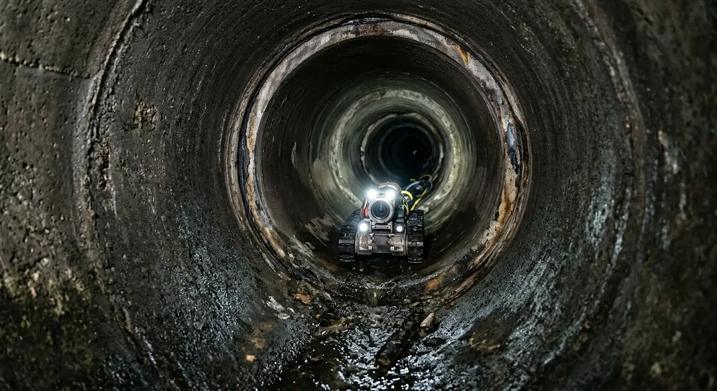 Robotic sewer camera inspecting pipe interior for Sewer Line Repair in Treasure Island
